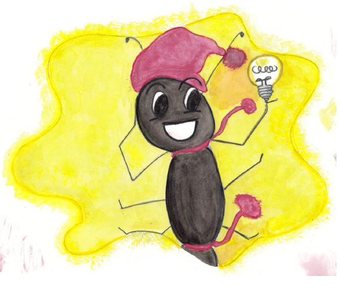 Ant Chloe having an idea — watercolour by Barbara Panetta